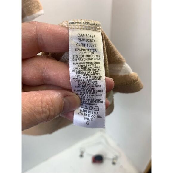 Splendid Beige Striped Short Sleeve Top Size S - Picture 7 of 8